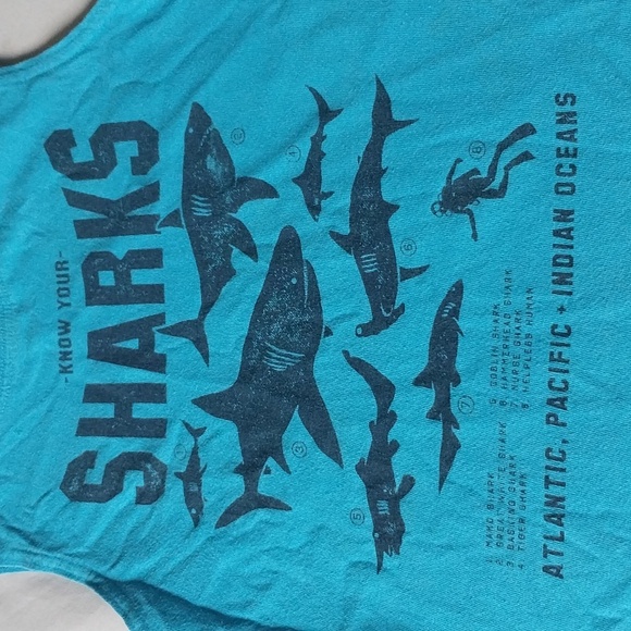 Jumping Beans Know Your Sharks Blue Tank 5/6 - Picture 3 of 4